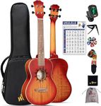 Winzz Tenor Ukulele for Adults Beginners, 26 Inch Mahogany Wood, Beginner Set, Unique Gift (Carbon Strings, Matte Sunburst)