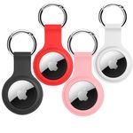 SQUIF Airtag Silicone Case Protective Cover for Airtag Case Locator Tracker Anti-Lost Device Keychain Protection (Black_Red_Pink_White)