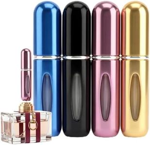 MURMUSH 5ml Travel perfume bottle Refillable Atomizer Sprayer for perfume,Leakproof Perfume atomizer travel, (Blue, Black, Pink, Gold)