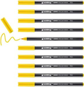 edding 1300 rotulador de color de trazo medio - amarillo- x10 - punta redondeada 2 mm - rotulador para dibujar y escribir - rotulador para el colegio, mandalas, Bullet Journals