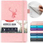 Address Book with Alphabetical Tabs, Hardcover Small Passwordbook, Phone Book Large Print for Phone Numbers, Internet Website Logins, AddressNotebook Journal for Home 5"*7.6" (Pink)