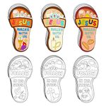 Dvbonike 24Pcs Color Your Own Jesus Walks with Us Craft Kit Christian Religious Footprint Coloring Card Sunday School Crafts for Kids DIY Drawing Party Gifts Home Classroom Art Activity Supplies