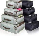 Komugi 8 Set Packing Cubes - Waterproof Mesh Travel Luggage Packing Organizer (Black&gray)