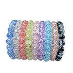 SHILPMART (Pack Of 9) 8 Mm Cracked Quartz Crystal Beaded Round Glass Beads Stretch Bracelet Bangle Bracelets Women Girl Charm Wrap Jewelry