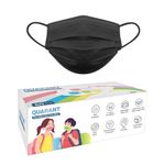 QUARANT Meltblown Fabric Kids 3 Ply Disposable Face Mask with Nose Clip for Boys & Girls, Suitable for Children Aged 5 to 12 Years (Black, Pack of 50) for Unisex…