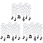 Beistle 36 Piece Music Notes Decorations Hanging Whirls Swirls for Band Recital, Baby Shower Party Supplies, Bulletin Board Classroom Décor, 17.5" - 32", Silver/Black