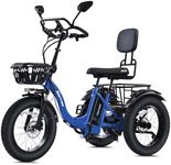NARRAK Electric Tricycle for Adults Seniors, 750W Fat Tire 3 Wheel E-Trike, 48V 13Ah UL 2849 Battery, 55-Mile Max Range, Semi-Recumbent Trike with 3 Hydraulic Brakes (Premium Model, N8-Blue)