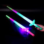 KAVIN Set of 2 Pcs Flashing Light Sword Toy Expandable Talwar Toy for Kids Boys and Girls Random Colours Pack of 1