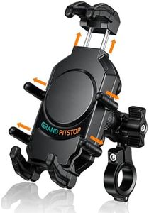 GRAND PITSTOP Mobile Holder for Bikes, Motorcycle, Scooter, Bicycles, 4-Sided Grip with Anti Vibration & Anti Theft Handlebar Phone Mount, Bike Mobile Holder with 4.0-7.0" and 360° Rotation - Black