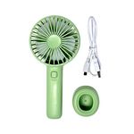 CINEFX Powerful 4 Inch Rechargeable Mini Fan With 2000 Mah Battery, 3 Speed Option And Table Dock Table Fan For Home, 4 stars, Green