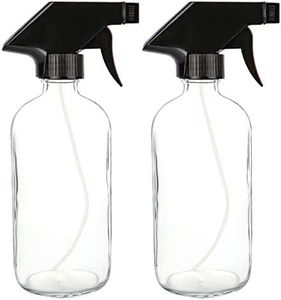2 Pack Clear Glass Spray Bottle, Uceoo 17.5oz Empty Glass Spray Bottles for Cleaning Solutions Reusable Refillable Container with Trigger Sprayers