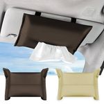 Modixun 2Pcs Car Tissue Holder, Soft PU Leather Sun Visor Tissue Holder in Car, Car Napkin Holder Dispenser for Car Tissues Car Accessories (Brown+Beige)