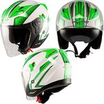 Jet Helmet Moto Scooter Certificate ECE 22-06 Double Visor White Green M