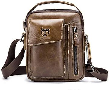 Chest Bag Men Genuine Leather Chest Bag, BULLCAPTAIN Crossbody Shoulder Bag Sling Bags Backpack Messenger Bag Daypack For Business Casual Sport Hiking Travel Brown