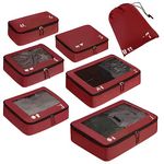 ECOHUB Packing Cubes for Suitcase 7 PCS Travel Organiser Packing Bags Recycled PET Eco Friendly Travel Accessories Shoes Bags for Travel Storage Bag Luggage Organiser Bags Travel Pouch(Red)