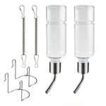 2 Pack Rabbit Bottles, 180ml Transparent Plastic and Stainless Steel Guinea Pig Water Bottle Non Drip for Rabbits, Chinchillas, Guinea Pigs, Small Puppy, Kitten