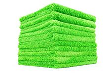 The Rag Company - Creature Edgeless Auto Detailing Towels (10-Pack) Professional 70/30 Blend, Dual-Pile Plush Microfiber, Buffing & Polishing, 420gsm, 16in x 16in, Lime Green