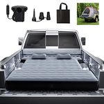 Camping Pickup Truck Bed Air Mattress Air Bed with Inflatable Pillow Blow Up Bed Thicken Air Mattresses Sleeping Pad for 5.5-5.8Ft Full-Size Short Truck Beds Outdoor Camping Car Truck Travel( Grey)