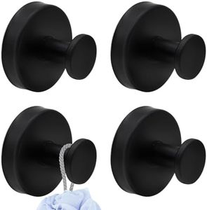 QUSLLIS Pack of 4 Suction Cup Hooks Load 5 kg No Drilling Black Suction Hooks Towel Holder Suction Cup Towel Hooks Adhesive Hooks Extra Strong Wall Hooks for Bathroom Kitchen Smooth Window Wall Glass