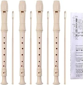 SANNIX 4 Pack Recorder Instrument for Kids, 8 Hole German Style Soprano Recorder for Beginner, Recorder With Cleaning Rod, School Student Music Instrument (Ivory)