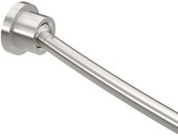 Gatco 827SN Modern Minimalist Curved Shower Rod Set, 42"-72", Satin Nickel | Wall Mount Adjustable Length Stainless Steel Shower Curtain Rod | Expands Shower Space Up To 8 Inches