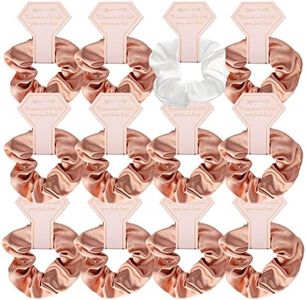 Bridesmaid Scrunchies Bachelorette Hair Ties Set of 12, Bridal shower Wedding Party Favors Bridesmaid Proposal Gifts,To Have and To Hold Your Hair Back(White&Rose Gold)