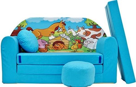 Pro Cosmo NIÑOS SOFÁ Cama FUTÓN Infantil Muebles+Gratis Taburete Tipo Puff & Almohada (B5)