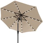 ABCCANOPY 2.3M Patio Umbrella Ourdoor Solar Umbrella LED Umbrellas with 32LED Lights, Tilt and Crank Table Umbrellas for Garden, Deck, Backyard and Pool,12+Colors