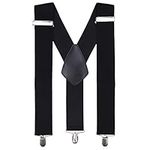 Trimming Shop Unisex Heavy-Duty 3 x Clip-On Braces 50mm Y Back Suspenders Adjustable Non-Slip Locking One Size for Trousers Tuxedo Casual Formal Fashion Accessory