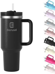 Berusd Insulated Water Bottle, Leak Proof, Vacuum Insulated Stainless Steel Sports Water Bottle, Double Walled, Travel Cup Thermo Mug Drink Flasks, Metal Canteen,Black