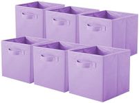 ShellKingdom Storage Bins, Foldable Fabric Storage Cubes and Cloth Storage Organizer Drawer for Closet and Toys Storage 6 Pack (Lavender)