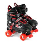 Childrens Kids Boys Girls 4 Wheel Adjustable Quad Roller Skates Boots (Red, Small/UK 11-1/)