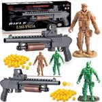 MALLEXO 1Pc Short Gun with 4Pc Big Size Army Toys for Kids 5+ Years Old |Long Range Shooting Gun Army Battle Field Playset Shoot Games Toy for Boys |Girls Birthday Gift for Children Fun Activity Items