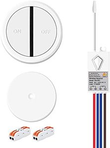 Greencycle Wireless ON/Off Light Switch and Receiver, No Wiring RF Switch with Magnetic Base, Outdoor 1300ft Indoor 160ft Remote Control Lighting Fixture for Led Ceiling Lamps, Waterproof IP66