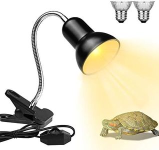 Reptile Heat Lamps, Turtle Lamp UVA/UVB Turtle Aquarium Tank Heating Lamps with Clamp, 360°Rotatable Basking Lamp for Reptiles Lizard Turtle Snake with 2 Heat Bulbs (Heat Lamp 25w/50w Bulb&E27,110V)