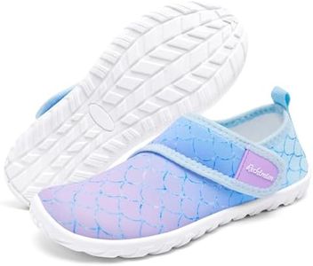 Rechtmien Kid Toddler Water Shoes Boy's Girl's Quick Dry Beach Cute Swim Shoes Non-Slip Barefoot Lightweight Aqua Shoes(Little Kid/Big Kid), Hdk5601-mermaid, 4 Big Kid