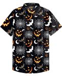 Man Funky Halloween Bat Shirts Pumpkin Face Button Shirt Cobweb Short Sleeve Shirt XL