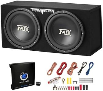 MTX 12" 1200W Dual Loaded Subwoofers w/Enclosure Bundled with Planet Audio Amplifier & Soundstorm Wiring Kit (2 Pack)