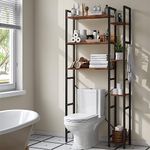 Monshey Over The Toilet Storage Shelf with Toilet Paper Holder Stand, Mass-Storage Over Toilet Bathroom Organizer with Hooks, Space-Saving Toilet Rack, for Bathroom, Restroom, Laundry