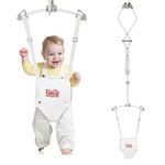FUNLIO Baby Door Jumper for 6-24 Months (with Door Clamp), Bearing 40 Lbs, Baby Jumper Doorway with Strong Spring & Adjustable Strap, Portable Infant Door Bouncer, CPC & CE Certified - White