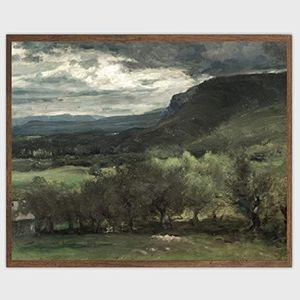 Abstract Landscape Canvas Wall Art for Living Room Vintage Landscape Painting Country Landscape Posters Rustic Farmhouse Artwork Oil Painting Canvas Print for Bedroom Corridor Decor 16x20inch No Frame