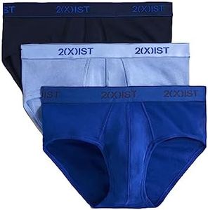 2(X)IST Men's Essential Cotton Contour Pouch Brief 3-Pack, Navy/Cobalt/Porcelain, X-Large