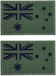 2 Pieces Reflective Australia Flag Patch Infrared IR Australian National Country Morale Badge Tactical Military Army Uniform Fastener Emblem for Team Backpack Hat Jacket Vest Biker Travel (Green)