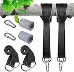 FISHOAKY Tree Swing Hanging Straps Kit 2 Pack, Two 5ft Long Tree Swing Straps, 2 Tree Protectors, 2 Heavy Duty Locking Carabiners, Carry Pouch Bag for Hammocks for Swing, Hammocks & Tire Swings