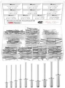 Bates- Pop Rivets Assortment Kit, 500 Pcs, 10 sizes, 1/8", 3/16", 5/32", Silver, Aluminum Rivets, Rivet Assortment Kit, Pop Rivet Kit, Blind Rivets for Metal, Rivet Box, Rivets Aluminum, Rivets Kit