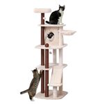 PawHut 68" Cat Tree Tower, Large Cat Condo Furniture, Multi-Level Cat Tower with Scratching Posts, Ramp, Perches, Dangling Balls - Beige