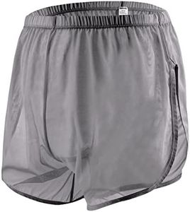 ZONBAILON Sexy Shorts for Men See Through Loose Split Side Mesh Dark Gray L