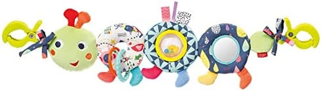 Fehn Cadena para cochecito de bebé con forma de oruga COLOR Friends, cadena móvil para bebés con simpática figura de oruga, juguete para colgar de forma flexible, juguete para cochecito de bebés