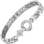 RainSo Elegant Womens Titanium Steel Magnetic Bracelets with Gift Box Adjustable (Silver)