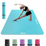 HAPBEAR Large Yoga Mat for Women- 183cm×122cm×6mm, TPE Non-Slip, Durable, Eco-Friendly, Extra Large Thick Wide Exercise Mat for Pilates,Gym,Workout,Home,Fitness, (Barefoot Exercise)-Lake Blue